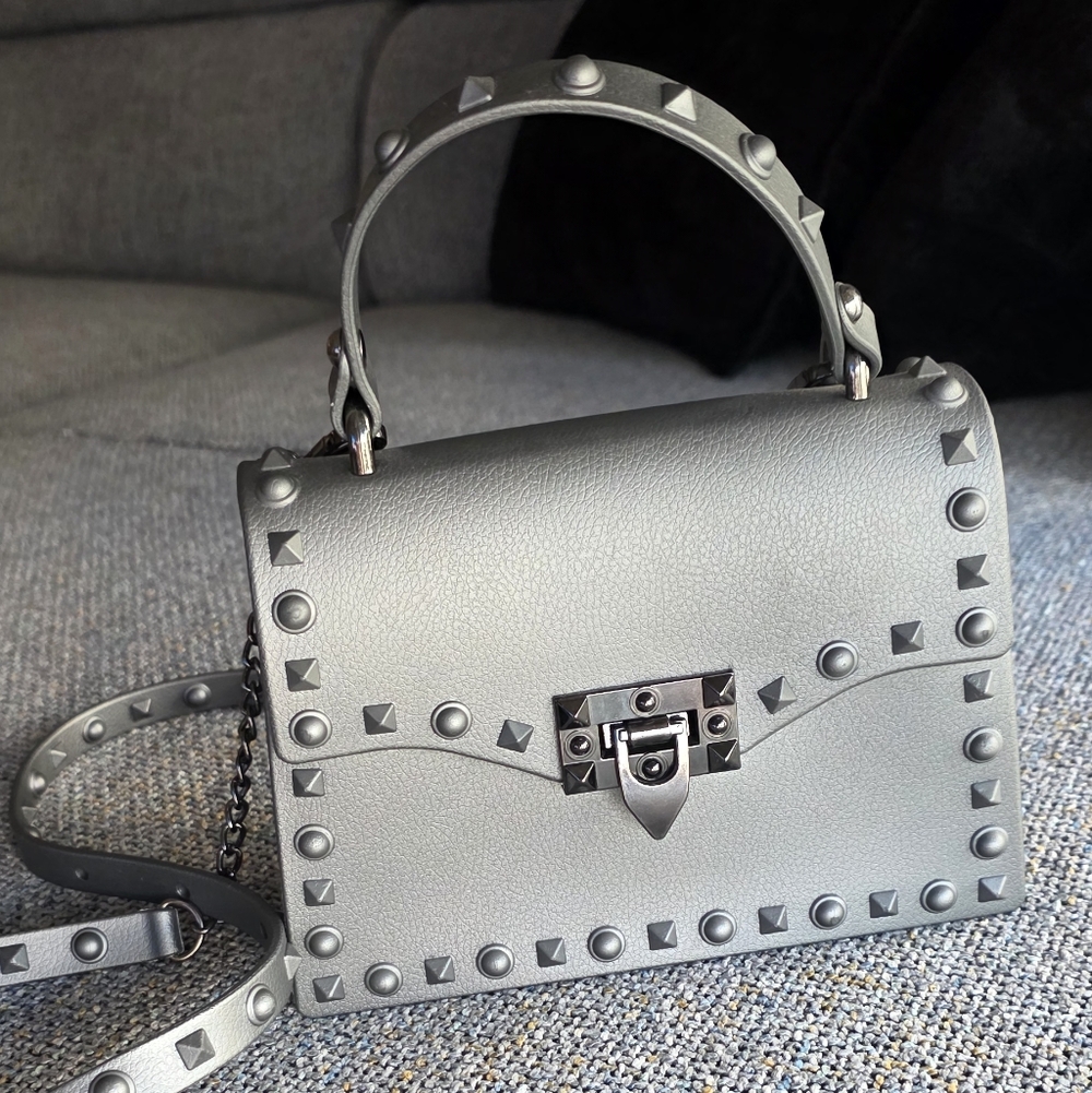 Studded Gray Handbag